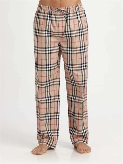 beige checkered pajama bottoms mens burberry|burberry check panel jogging pants.